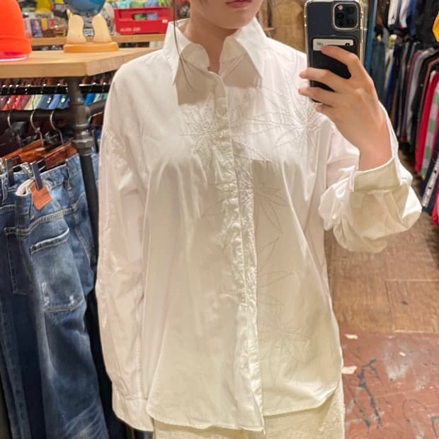 [HI] 빈티지 패턴 셔츠 화이트