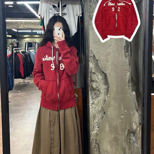 아베크롬비 기모 후드집업 레드 S #csz2771
