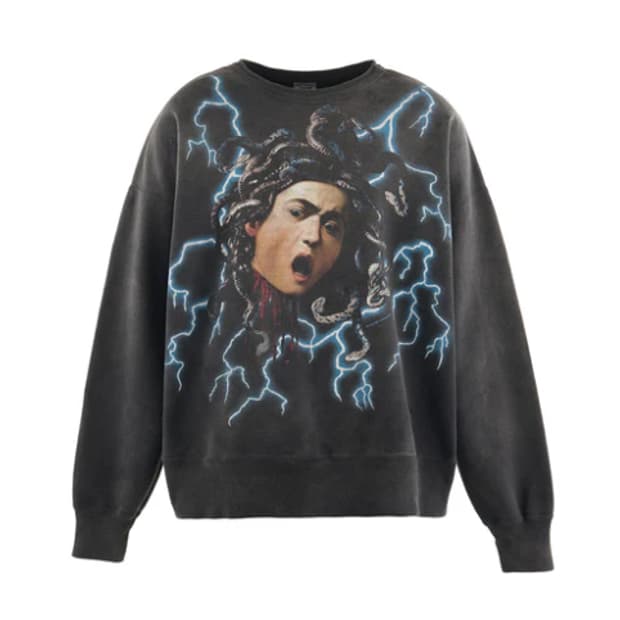 [새상품/L] 세인트미카엘 스웻셔츠 메두사 맨투맨 블랙