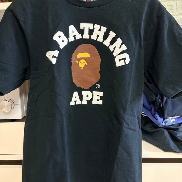 베이프 컬리지 티셔츠 블랙 S