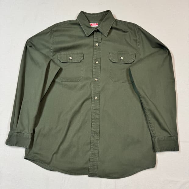 L) Wrangler 랭글러 투포켓 워크웨어 코튼 셔츠 올리브 W23