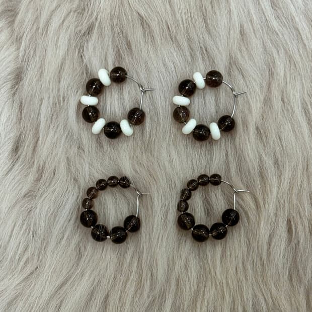 Dark Stone Hoop Earrings
