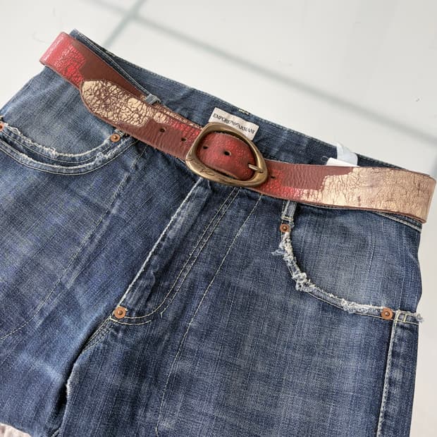 디젤 빈티지 페인팅 레더 벨트