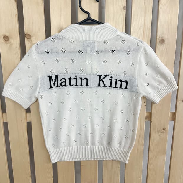(Free) 마뗑킴 크로쉐 하프 집업 아이보리 펀칭 니트
