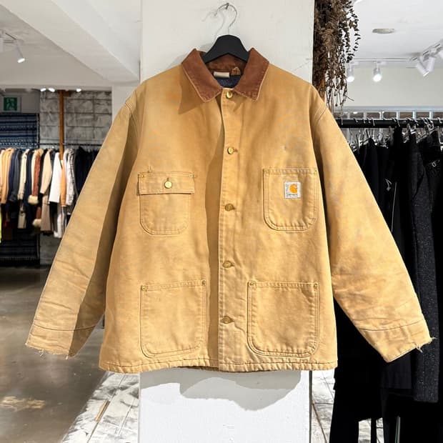칼하트 90s 베이지 캔버스 초어 자켓
