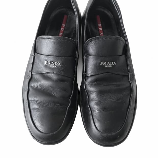 Prada Sports Black Leather Loafer UK8