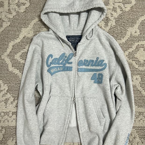 유일매물 후아유 대장 그레이 블루 투웨이 후드집업 