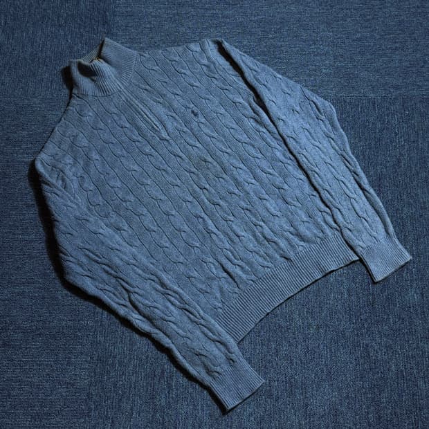 폴로 랄프로렌 케이블 폴라 니트 블루