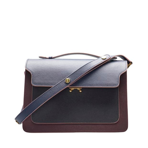 (중고) 마르니 네이비 사피아노 트렁크 탑 핸들 토트백