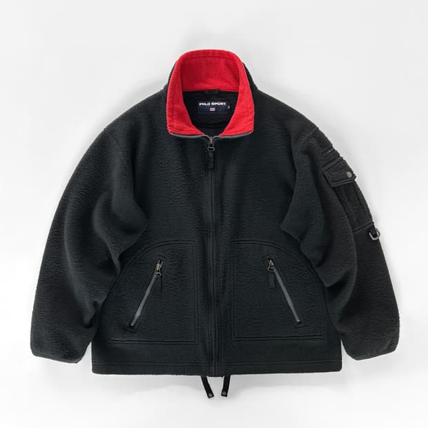 90s 빈티지 폴로 스포츠 밀리터리 디테일 플리스 자켓