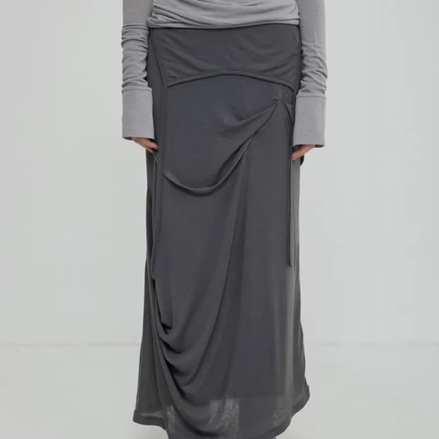 플레어업 Asymmetrical Draped Long Skirt