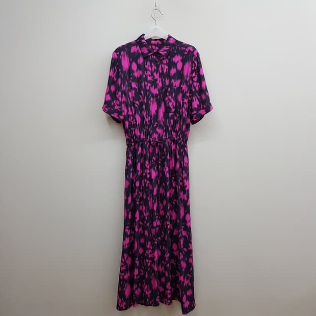 자딕앤볼테르 핑크 블랙 패턴 스트링 롱 원피스 L사이즈