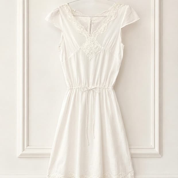 일본빈티지 썸머 코튼 내추럴 레이스 반팔 원피스 vintage dress