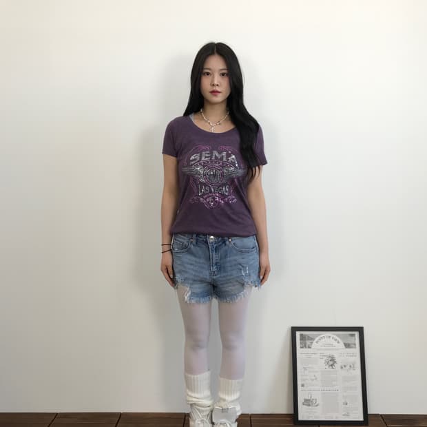 Jpn Purple Y2k Graphic Short Sleeve Tee