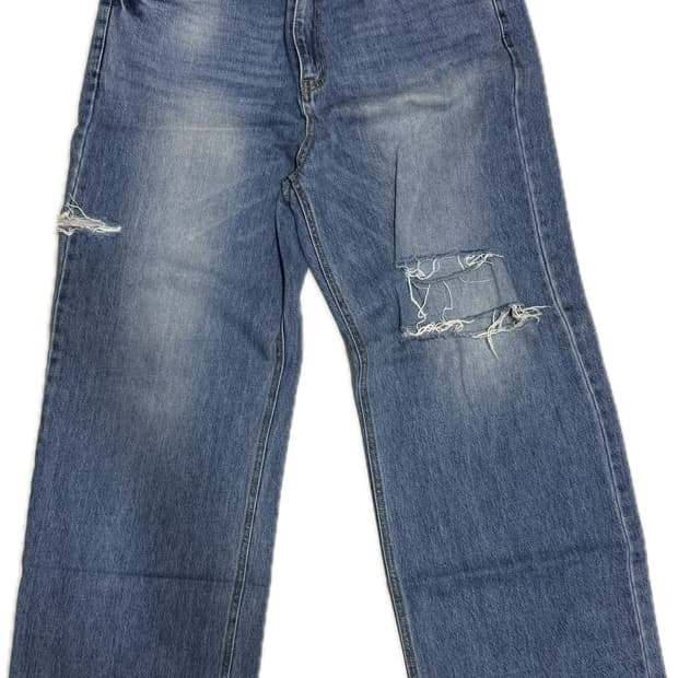 인템포무드 나이프 컷팅 와이드 데님