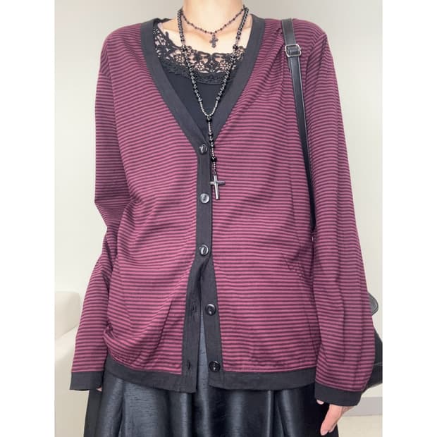 빈티지 락시크 버건디 가디건