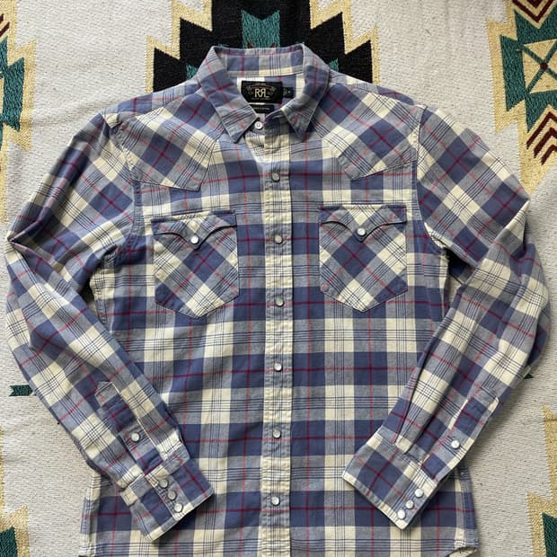 RRL 블루 체크 웨스턴 셔츠(M)