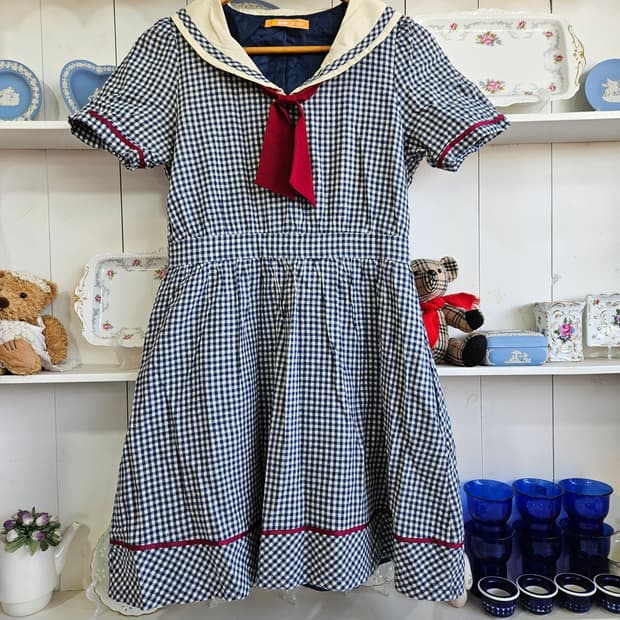 Fint 세일러 체크 원피스