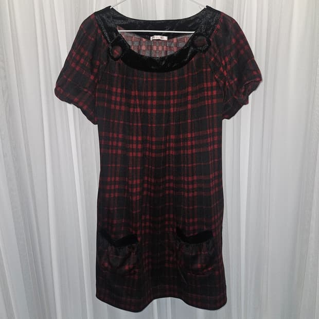colza 빈티지 레드 체크 원피스 니혼진 공겜여주 갸루 캐캐체 슈슈룬