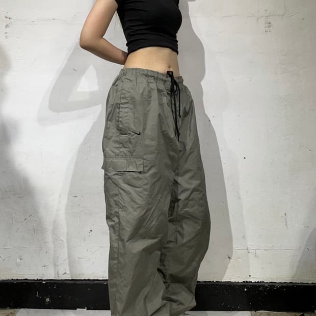 나이키 대대장 카키 와이드 카고 트랙 팬츠 추리닝 바지 XL