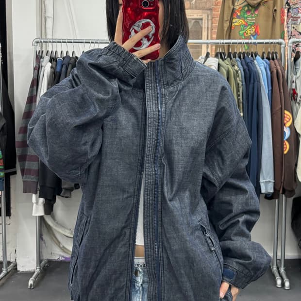 JPN 콜롬비아 데님 하이넥 점퍼