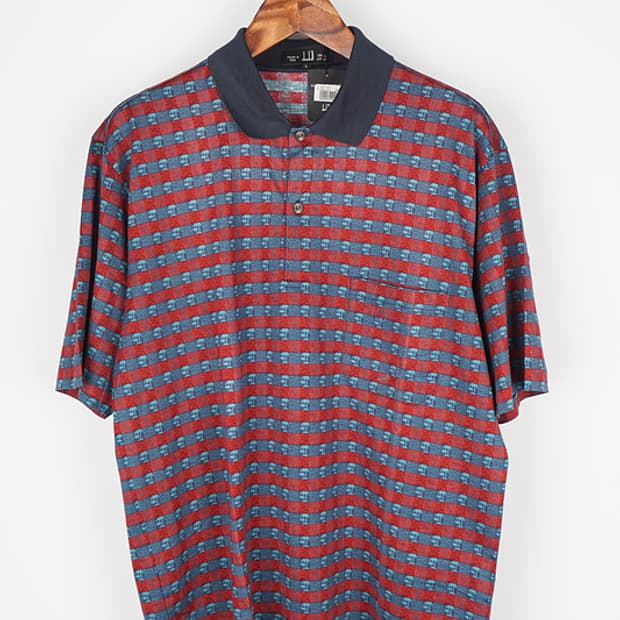 DUNHILL geometric pattern polo shirt