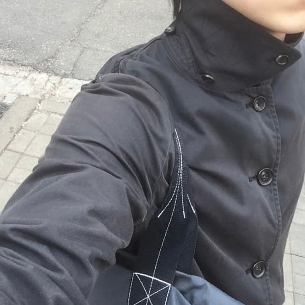 꼼데가르송 옴므 후드 하이넥 코트
