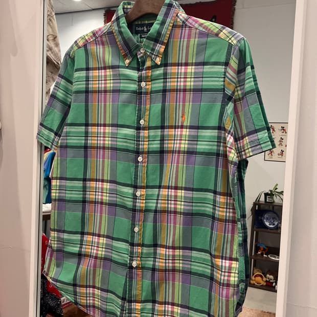 Polo RL 폴로 랄프로렌 CUSTOM FIT 체크 반팔 셔츠