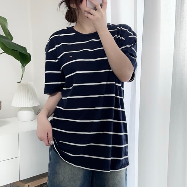 [정품] 타미 네이비 단가라 반팔티 [ XL ]