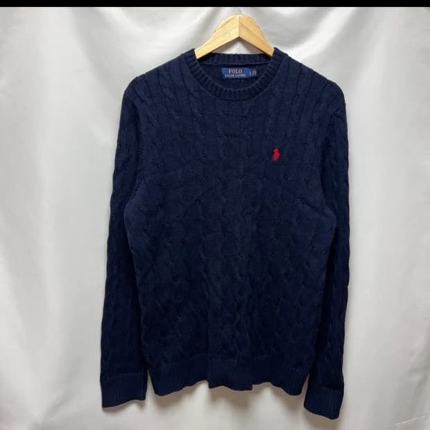 [정품/L] 폴로 랄프로렌 케이블 꽈배기 네이비 니트