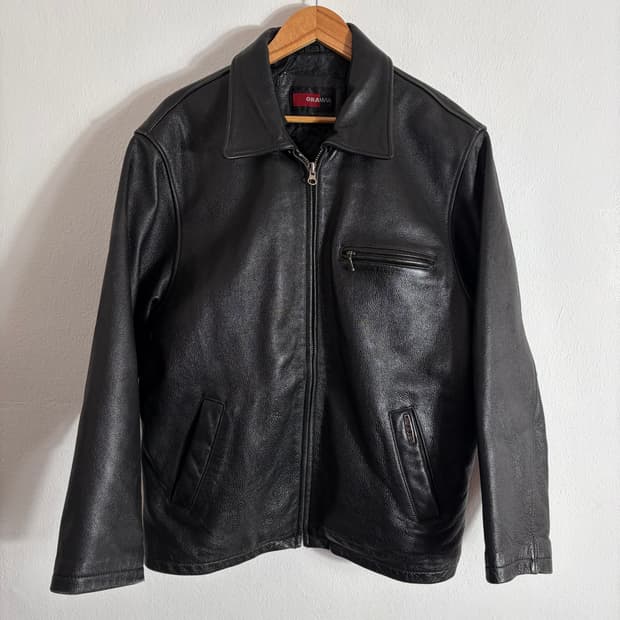 80s GRAMIA(그라미아) 빈티지 블랙 소가죽100%자켓(L)