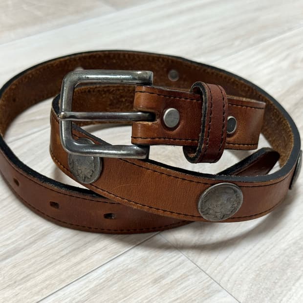 빈티지 브라운 레더 벨트