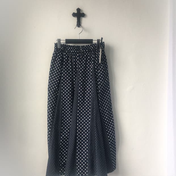 Dot pattern mixed long skirt