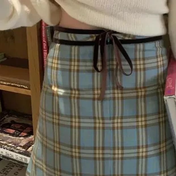 이브스튜디오 체크스커트 민트