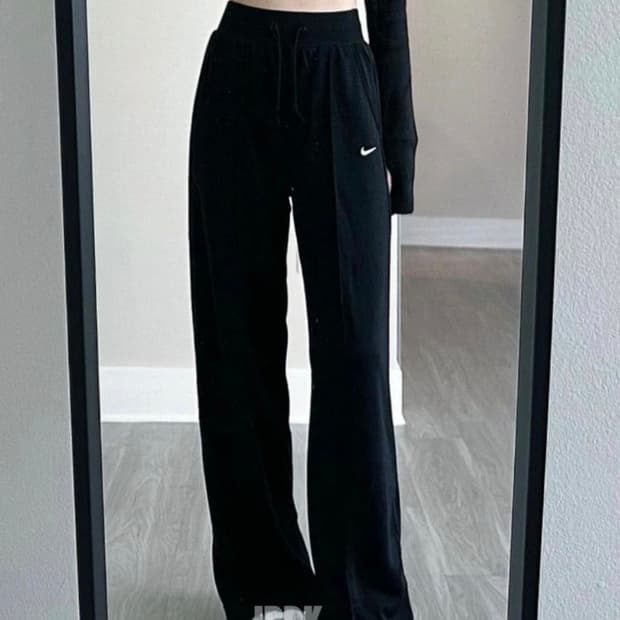 나이키 그레이 스우시 밴딩 츄리닝 와이드 팬츠