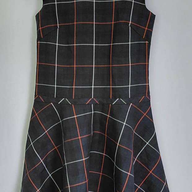 매킨토시 필로소피 이태리 Gipitex 원단 체크 플레어 원피스 (38)