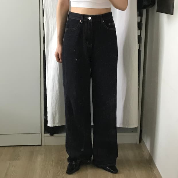 생지 데님 롱와이드 팬츠