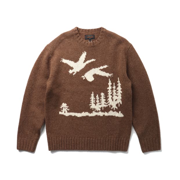 BEAMS PLUS 3 Gauge Intarsia Crewneck
