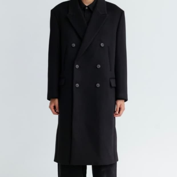 EQL 포켓 더블 브레스티드 코트 블랙(XL)