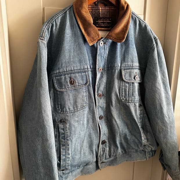90s Eddie Bauer 코듀로이 카라 데님 워크 자켓