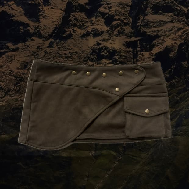 스웨이드 로우웨스트 마이크로 랩스커트 빈티지