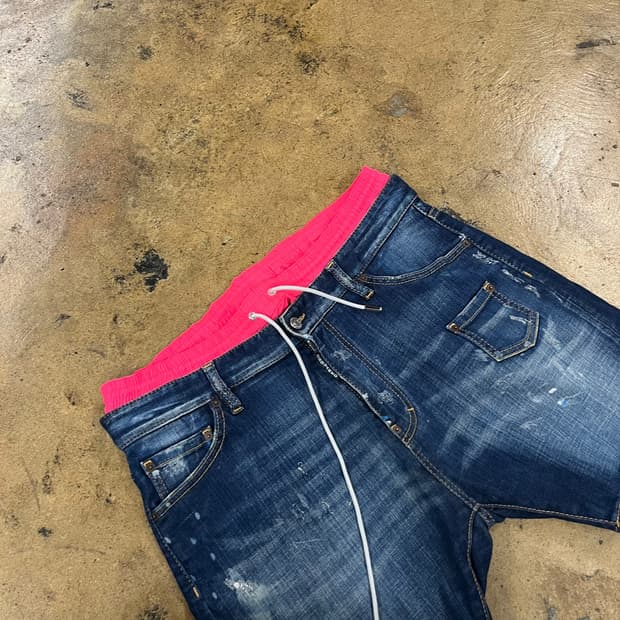 [정품] 디스퀘어드2 핑크 밴딩 데님 반바지 b13