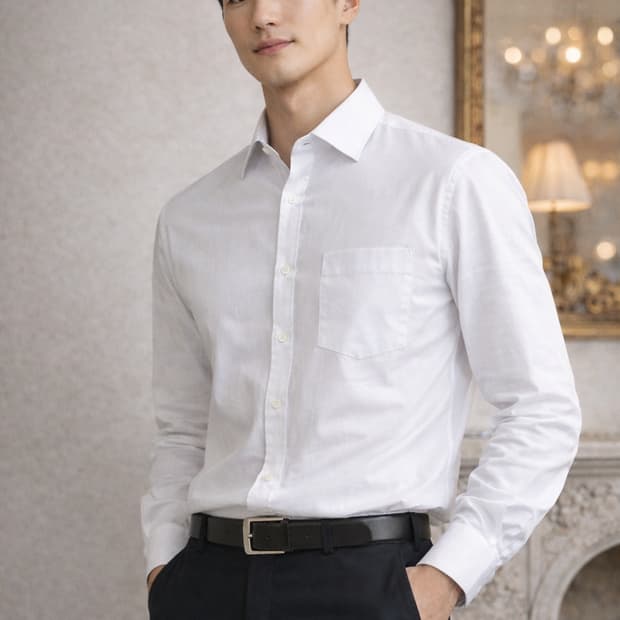 (미개봉새상품) 엘르 옴므 화이트 텐셀 셔츠105 (매장 컨디션)