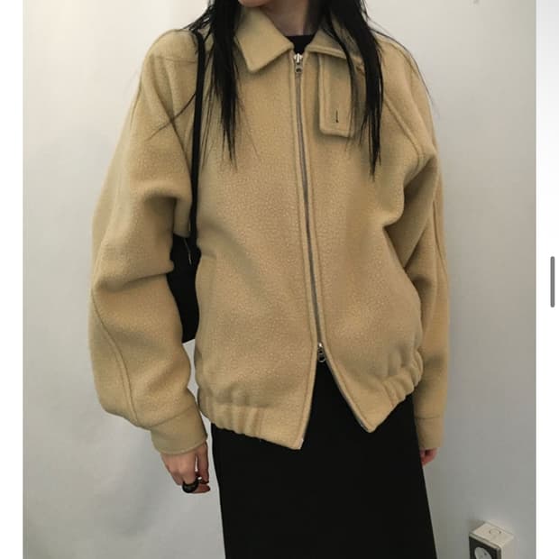 느웬 울 캐시미어 점퍼 자켓 블루종 베이지