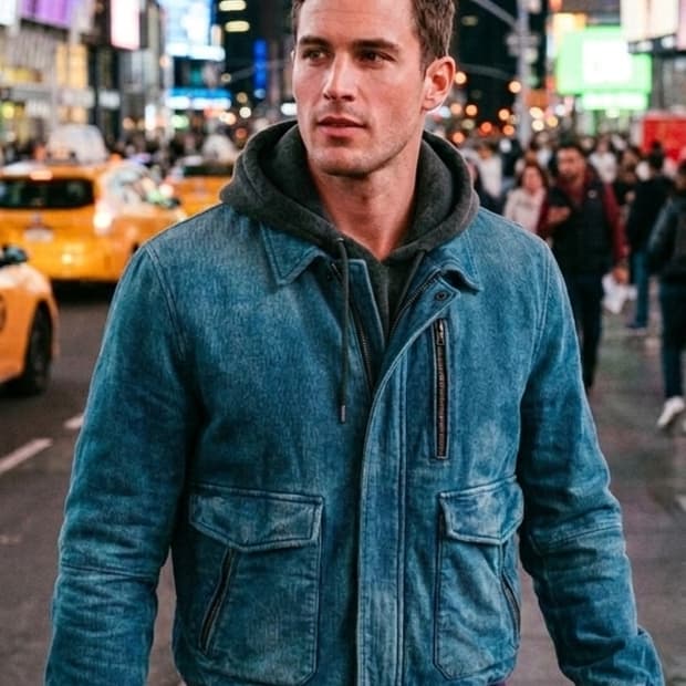 듀퐁(S.T. Dupont) 최고급 블루종 누벅가죽자켓 데님스타일