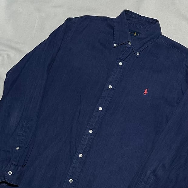 M 폴로랄프로렌 린넨 네이비 셔츠