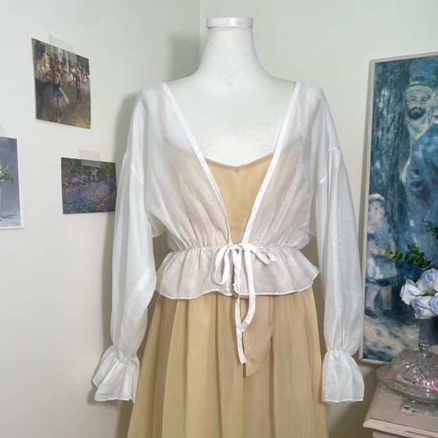 white shirring bow bolero(size-F)