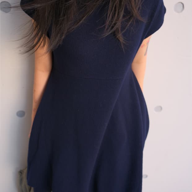 Flare high neck knit top