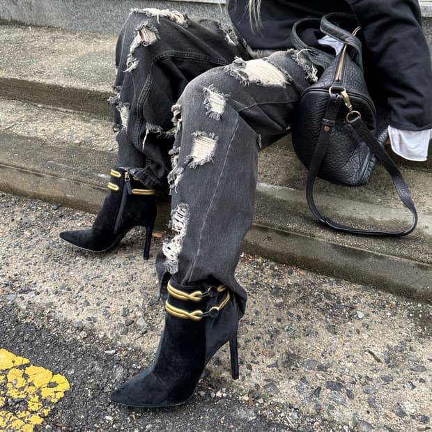 00s 레어 나인웨스트 나폴레옹 벨벳 포인트 부츠