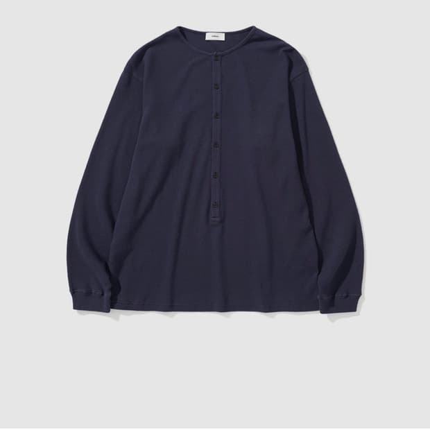 마이라이브러리 116 Waffle Henley Neck - Eclipse